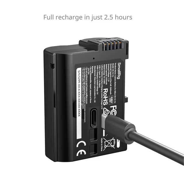 SmallRig 5299 USB-C Camera Battery For Nikon EN-EL15c. With Power Display 