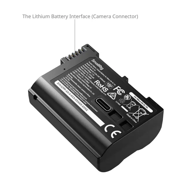 SmallRig 5299 USB-C Camera Battery For Nikon EN-EL15c. With Power Display 