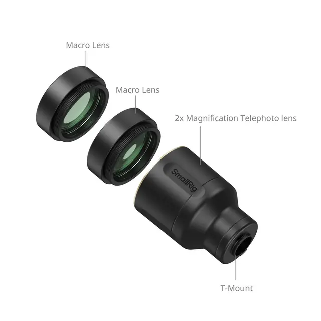 SmallRig 5334 2× Magnification Telephoto & Macro Lens Kit for Phones (T-Mount) 