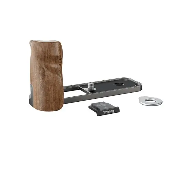 SmallRig 5394 L-Shaped Mount Plate Wood Wooden Handle for X half Charcoal Silver 