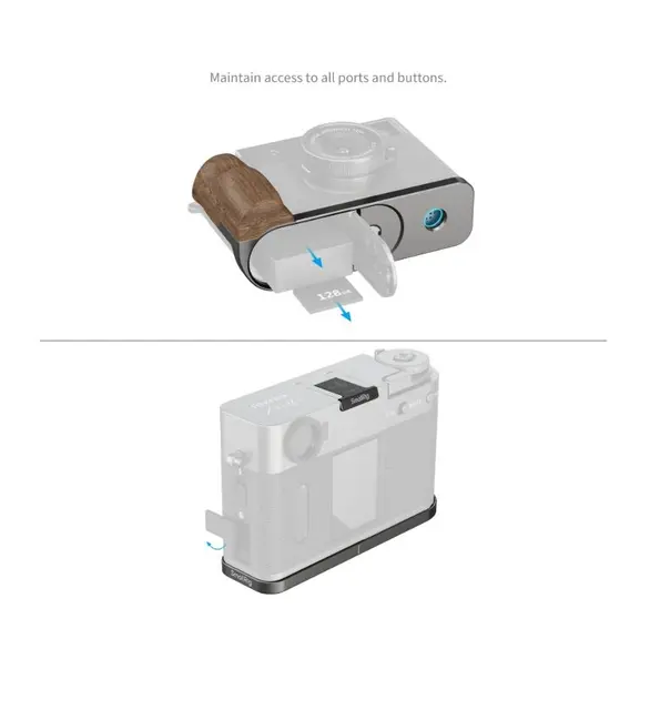 SmallRig 5394 L-Shaped Mount Plate Wood Wooden Handle for X half Charcoal Silver 