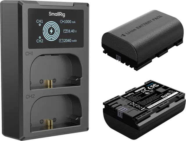 SmallRig 5409 Camera Battery Kit LP-E6P Ladeadapter og 2stk  LP-E6P batterier 