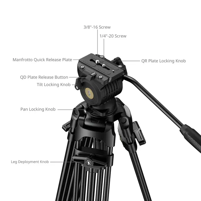 SmallRig 5442 FSD14 FreeSpeed Tripod Heavy-Duty Aluminum Alloy 