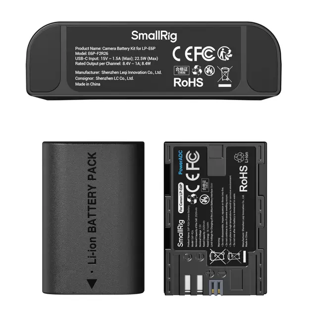SmallRig 5485 Turbo Charging Kit For Canon LP-E6P Batterier 