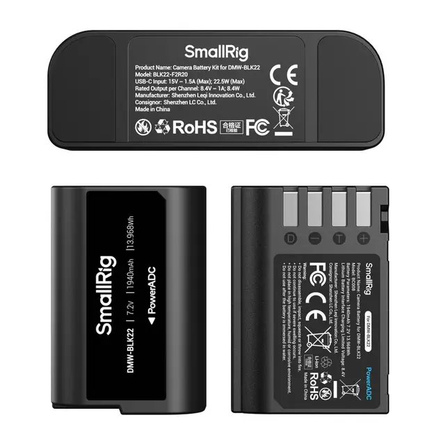 SmallRig 5487 Turbo Charging Kit For DMW-BLK22 Camera Batteries 