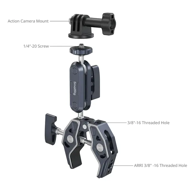 SmallRig 5529 Crab-Shaped Clamp + Arm Universalklemme med Magic Arm 