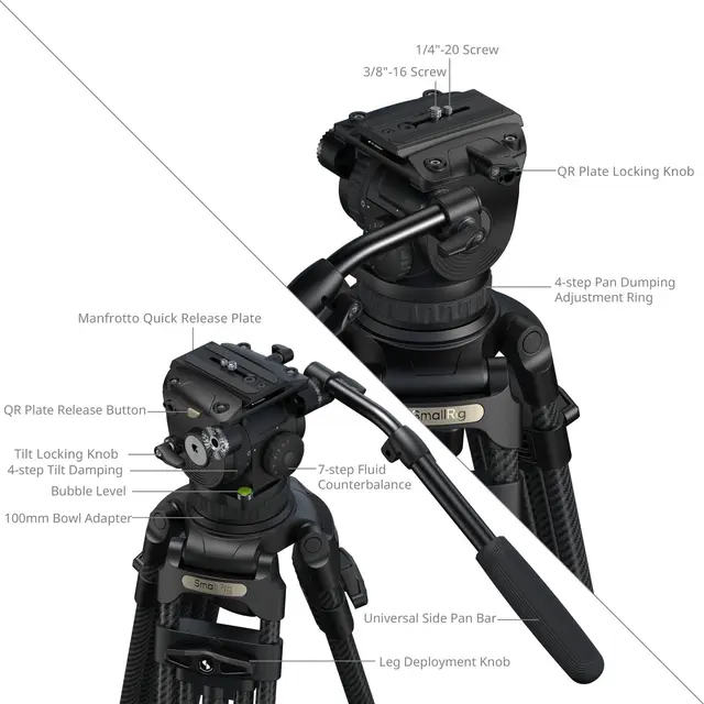 SmallRig 5578 FSD18 FreeSpeed Heavy-Duty Carbon Fiber Tripod 
