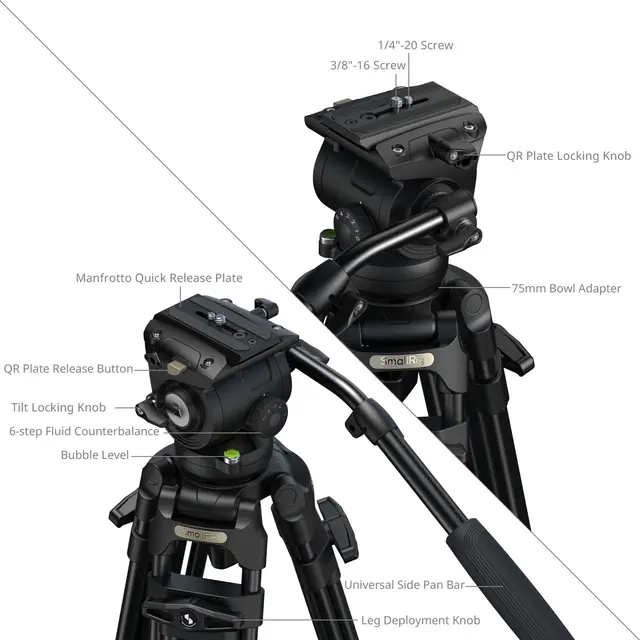 SmallRig 5579 FSD16 FreeSpeed Heavy-Duty Aluminum Alloy Tripod 