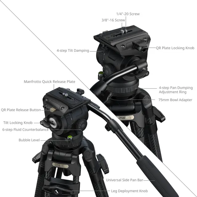 SmallRig 5580 FSD16 FreeSpeed Heavy-Duty Carbon Fiber Tripod 