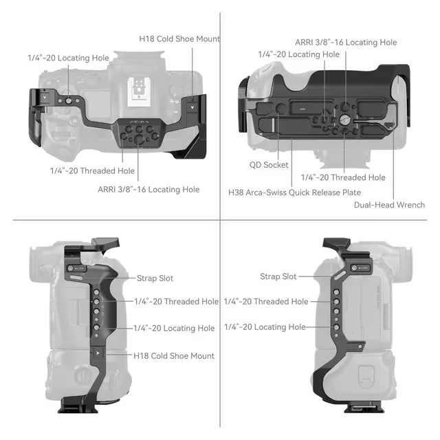 SmallRig 5623 Cage for Canon R5 Mark II med Battery Grip BG-R20 