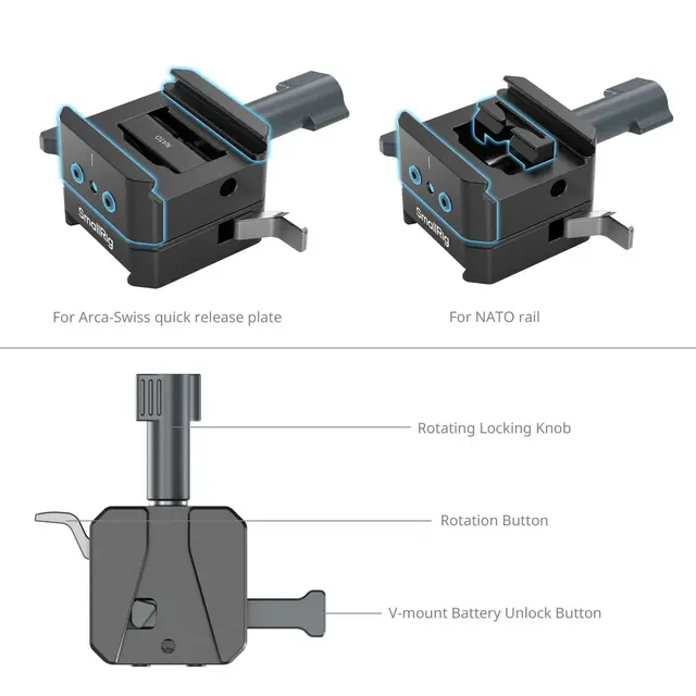SmallRig 5690 V-Mount Battery Plate Kit For Arca-Swiss Plate / NATO Rail 