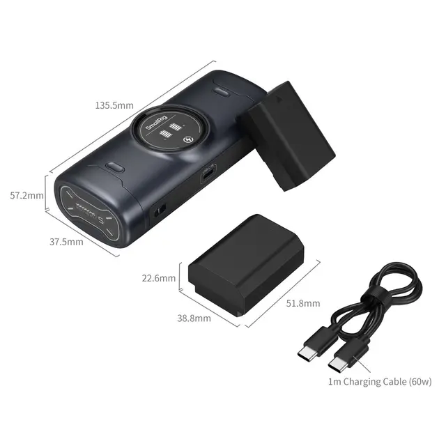 SmallRig 5696 Portable Charger Case Kit For Sony NP-FZ100 m/ 2 Batterier 