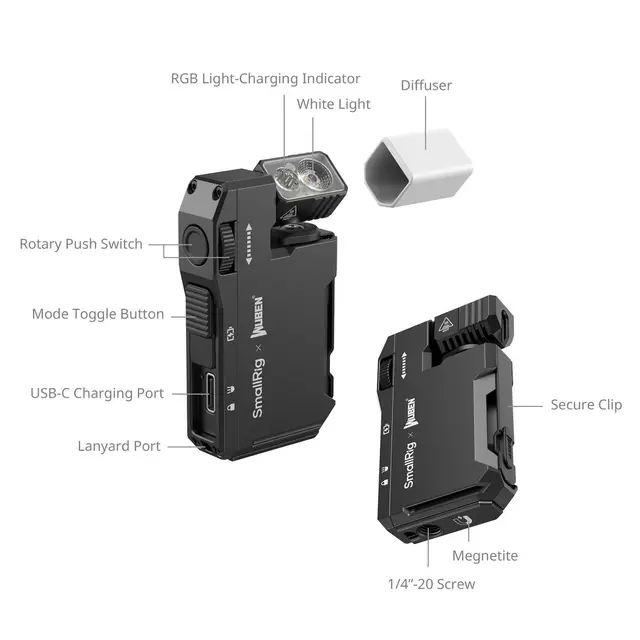 SmallRig 5710 Thumb EDC Flashlight Mini Lommelykt 