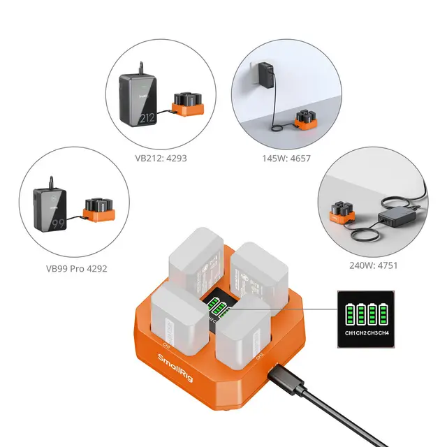 SmallRig 5749 Fire-kanals Batterilader For Sony NP-FW50 Batterier 