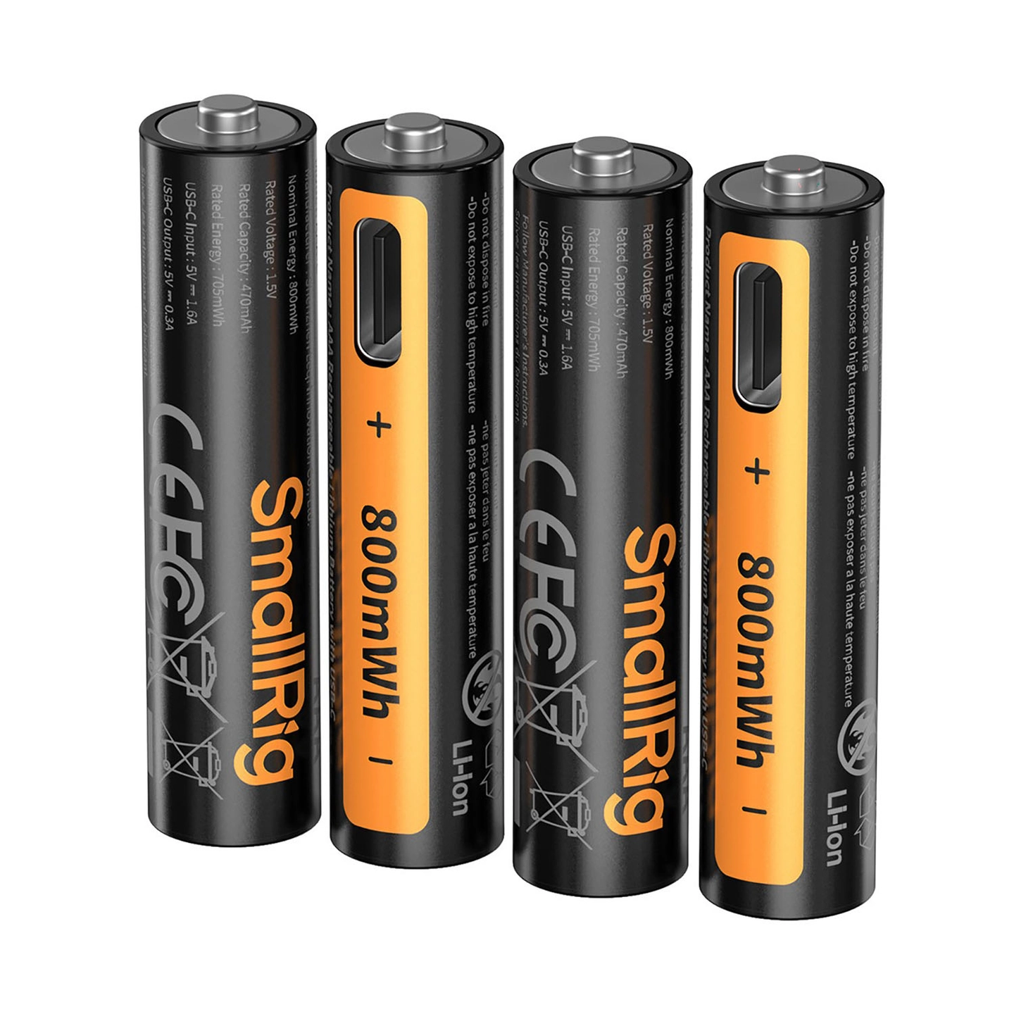 SmallRig 5769 Rechargeable Battery AAA 470mAh. USB-C (4pk)