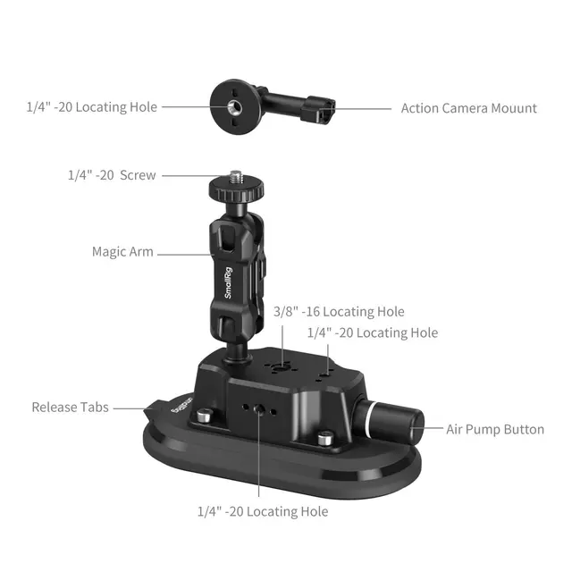 SmallRig 5842 Car Suction Support 3 × 6" Support for Action Cameras 