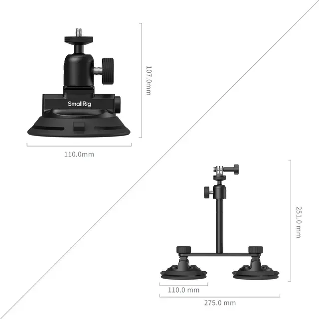 SmallRig 5843 Vehicle Suction Cup Support Kit for Action Cameras 