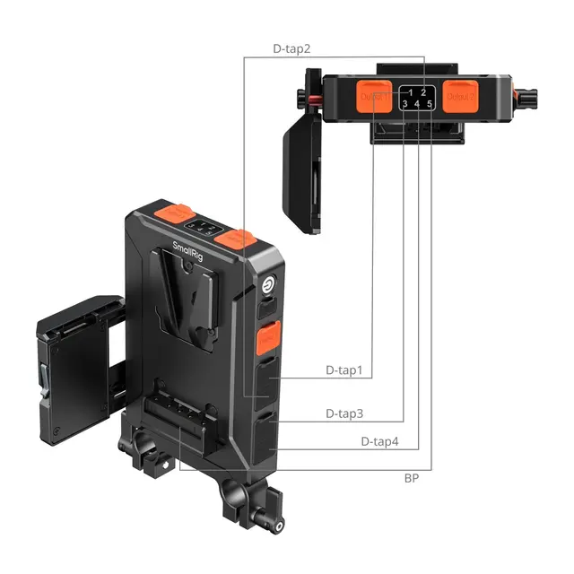 SmallRig 5881 V-Mount Adapter Plate With 15mm Dual Rod Clamp 