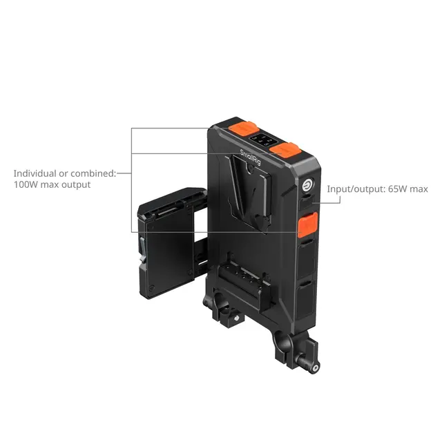 SmallRig 5881 V-Mount Adapter Plate With 15mm Dual Rod Clamp 