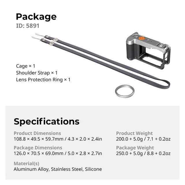 SmallRig 5891 Cage Kit For DJI Osmo Action 6 