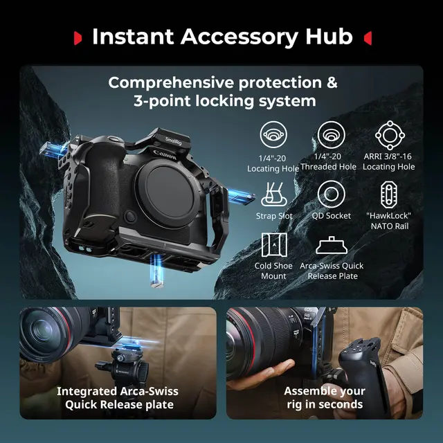 SmallRig 5958 HawkLock QR Cage Kit For Canon R6 MK III/II Advanced Edition 