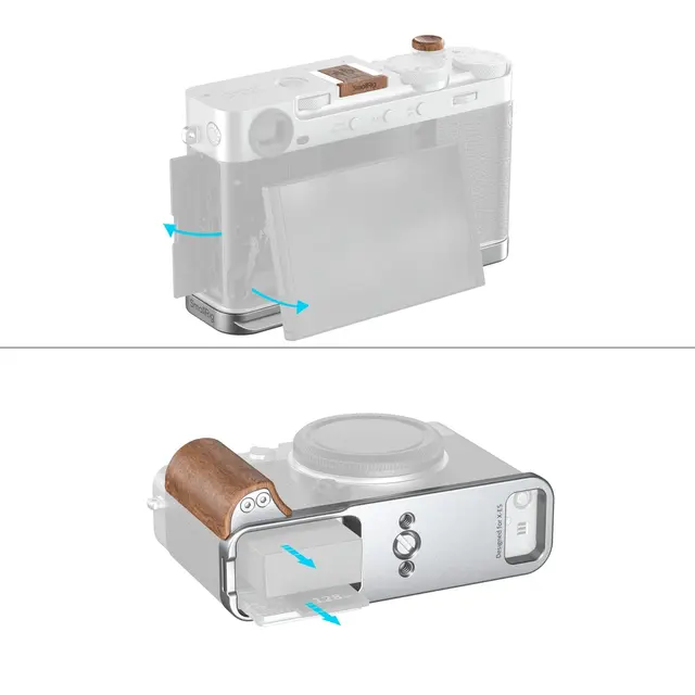 SmallRig 5984 L-Shaped Mount Plate Silvr w/Wooden Handle Fujifilm X-E5 Rosewood 