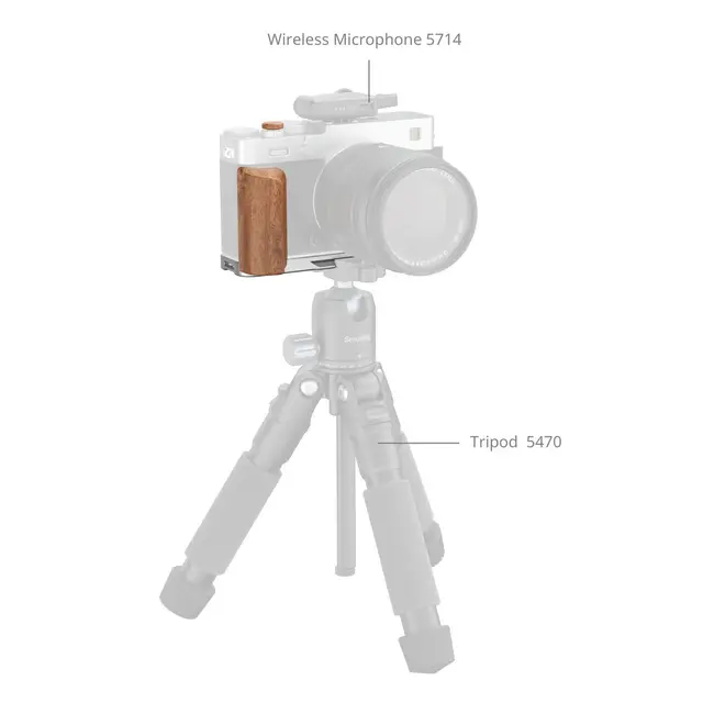 SmallRig 5984 L-Shaped Mount Plate Silvr w/Wooden Handle Fujifilm X-E5 Rosewood 