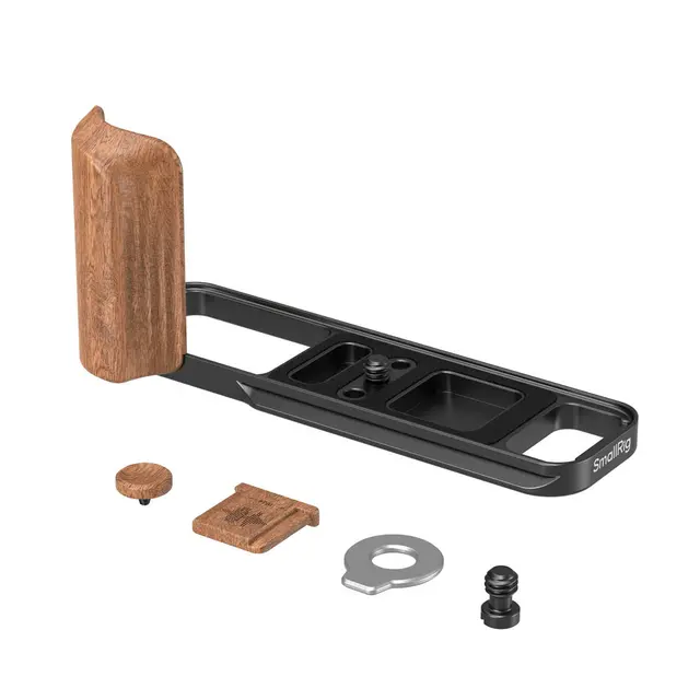 SmallRig 5985 L-Shaped Mount Plate Black w/Wooden Handle Fujifilm X-E5 Rosewood 