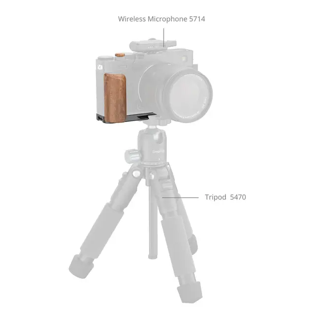 SmallRig 5985 L-Shaped Mount Plate Black w/Wooden Handle Fujifilm X-E5 Rosewood 