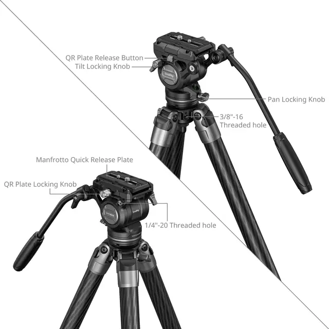 SmallRig 6079 Heavy-Duty Video Tripod Carbon Fiber 