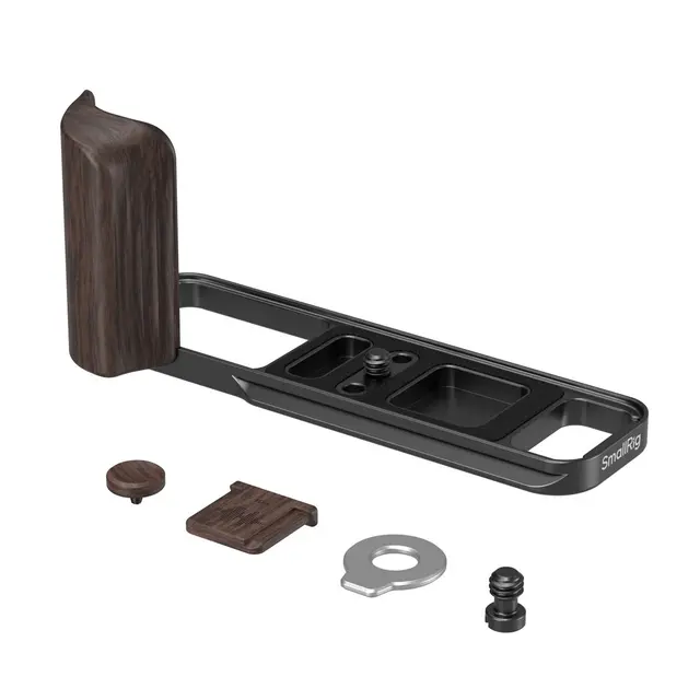 SmallRig 6237 L-Shaped Mount Plate Black w/Wooden Handle for Fujifilm X-E5 Ebony 