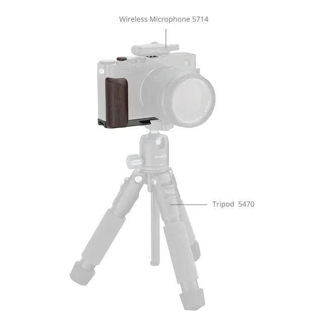 SmallRig 6237 L-Shaped Mount Plate Black w/Wooden Handle for Fujifilm X-E5 Ebony 