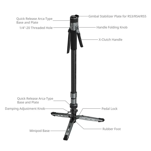 SmallRig 6283 x Potato Jet TRIBEX PRO X-Clutch Hydraulic Monopod. Standard 
