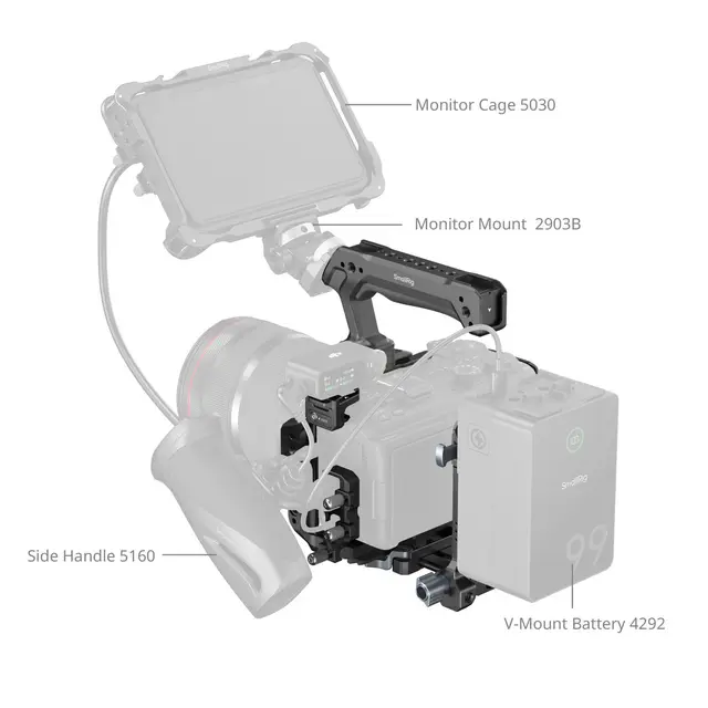 SmallRig 6381 HawkLock QR Cage Kit w/V-Mount Battery Plate. For Canon R6 V 