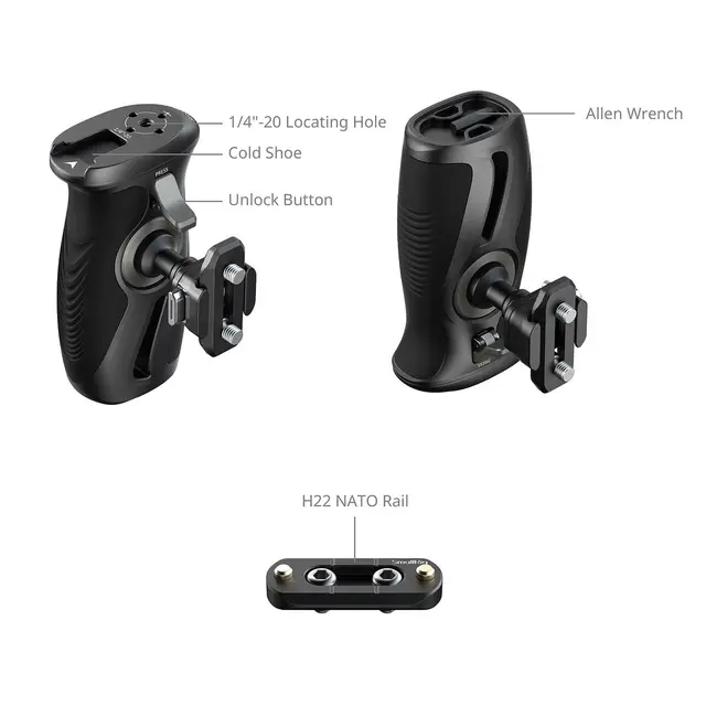 SmallRig 6405 Rotating Side Handle Med HawkLock H21 QR NATO Clamp 