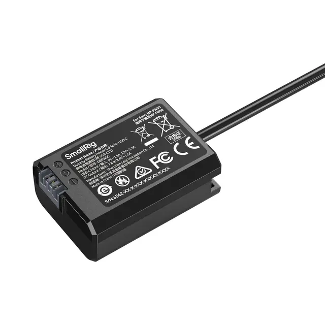 SmallRig 6542 Dummy Battery Cable USB-C For Sony NP-FW50 