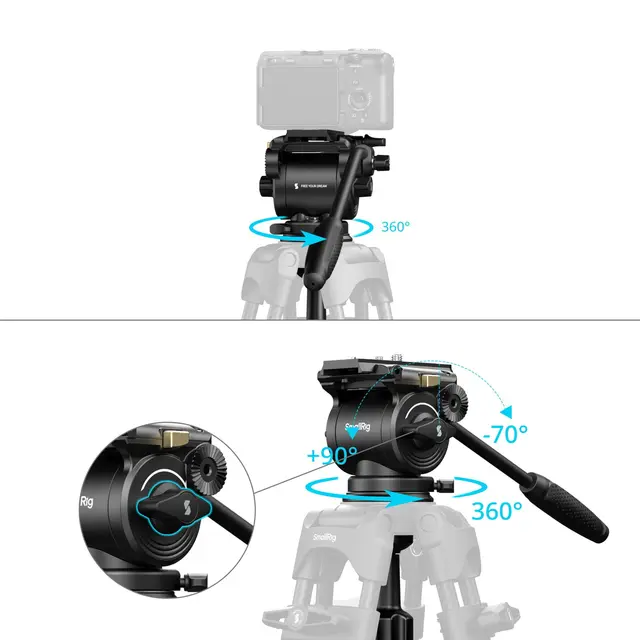 SmallRig 6551 Heavy-Duty Video Head Max 10kg. 75mm kulefeste. Aluminium 