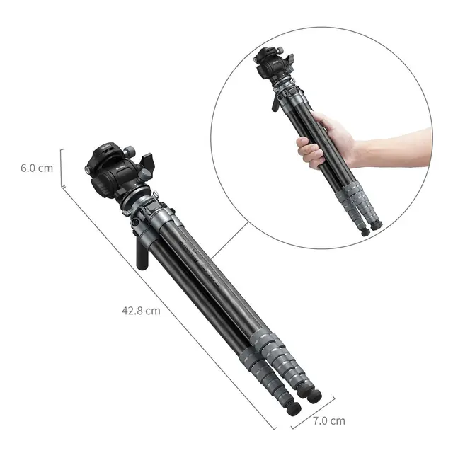 SmallRig 6599 Travel Video Tripod Ultra-Light Carbon Fiber 