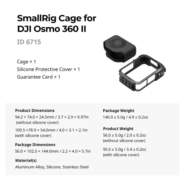 SmallRig 6715 Cage for DJI Osmo 360 II Advanced Edition 