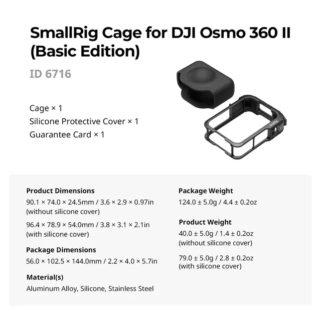 SmallRig 6716 Cage for DJI Osmo 360 II Basic Edition 