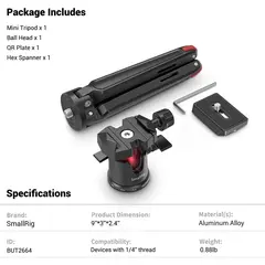 SmallRig 2664 Tabletop Minitripod Bordstativ med panoramisk kulehode