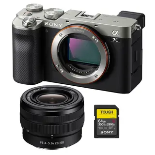 Sony A7C Kit 28-60mm + Sony 64GB Tough Kamerapakke med objektiv og minnekort