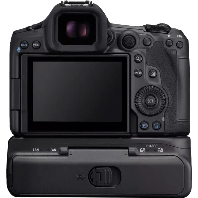 Canon EOS R5 Mark II med grep Med Canon CF-R20EP kjøling og ethernet 