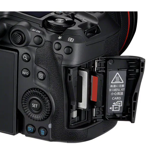 Canon EOS R5 Mark II med grep Med Canon CF-R20EP kjøling og ethernet 