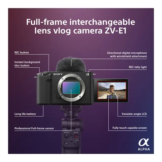Sony ZV-E1 Avansert Vloggkamera Fullformat. 4K Video 