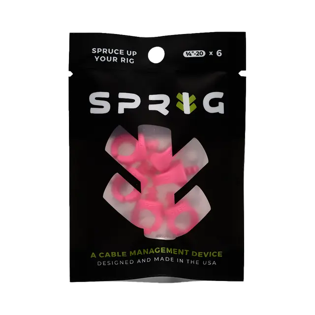Sprig Cable Management Pink 1/4” 6-Pack Kabelhåndtering for 1/4" stativhull 