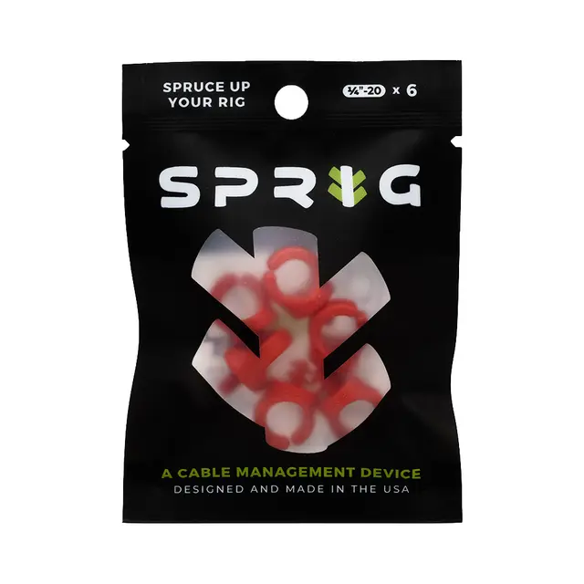 Sprig Cable Management Red 1/4” 6-Pack Kabelhåndtering for 1/4" stativhull 