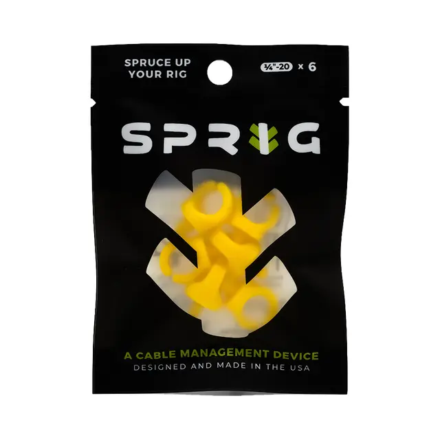 Sprig Cable Management Yellow 1/4” 6-pk Kabelhåndtering for 1/4" stativhull 