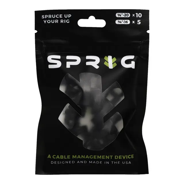 Sprig Cable Management Black Value pk 10x 1/4” Sprigs + 5x 3/8” Big Sprigs 