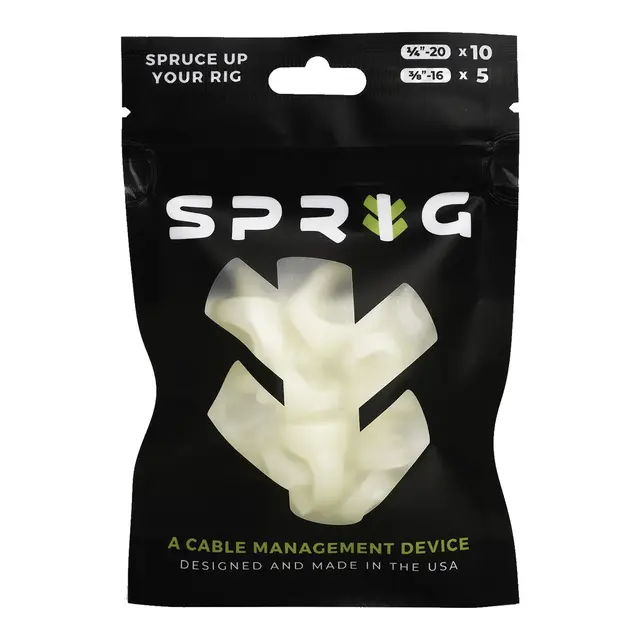 Sprig Cable M. Glow-in-the-dark Value pk 10x 1/4” Sprigs + 5x 3/8” Big Sprigs 
